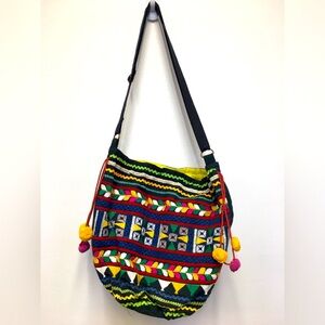 Earthbound Trading Company Embroidered Cross Body Bag 100% Cotton Boho Festival